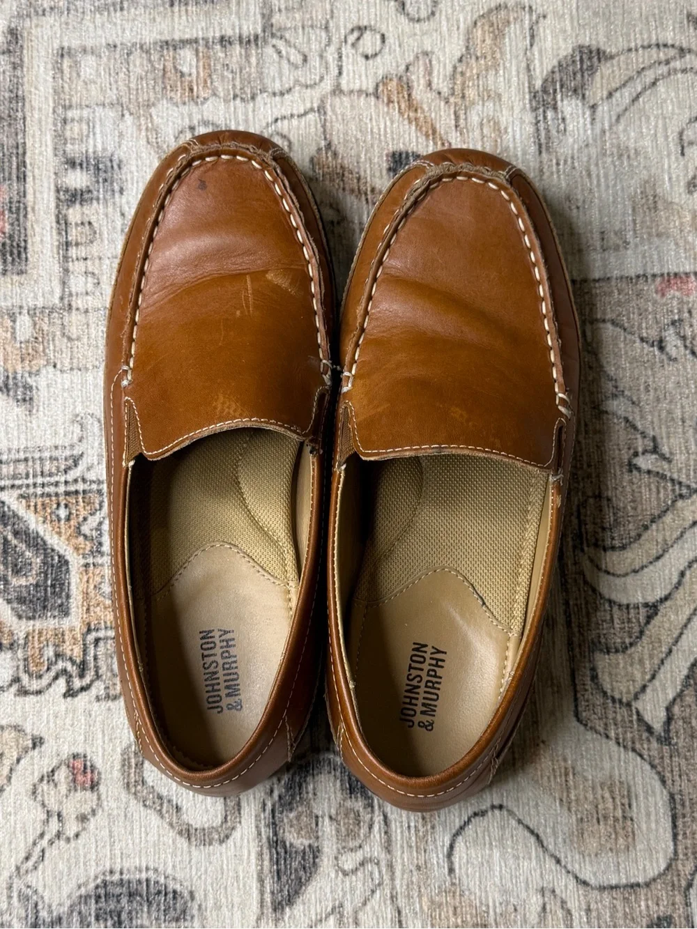 Johnston & Murphy Boys Brown Leather Slip-On Loafers
